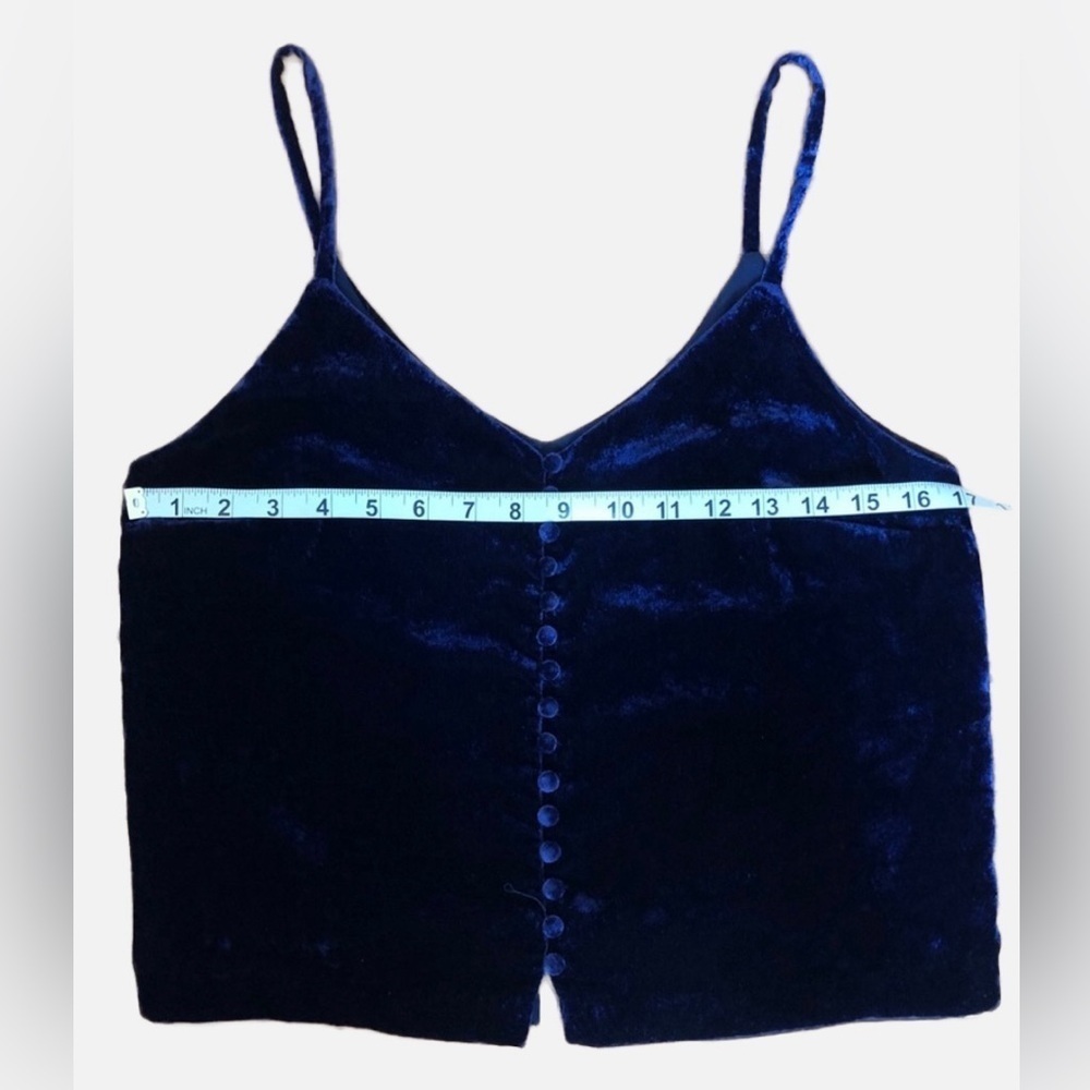 Madewell Blue Velvet Button Front Cami Top Size 2 - Picture 4 of 9